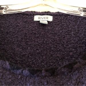 Purple sweater with velvet trim by River. Size XL